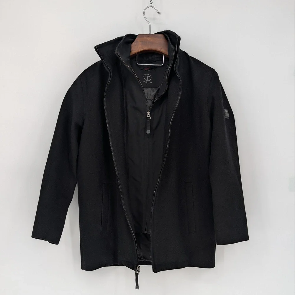 Tumi Tech Black Wool Blend Jacket Zip Insert Size S